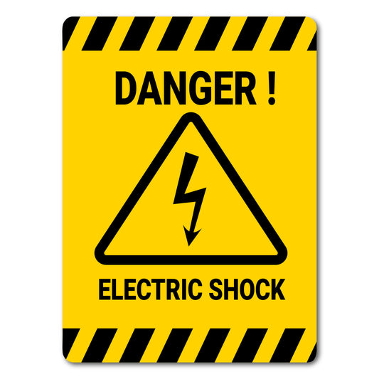 34cm x 46cm Danger Electric Shock 2 Labels - Pack of 2