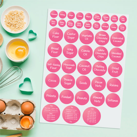 Mini Pantry Pack - Baking Labels - Pink