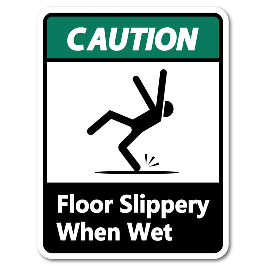 36cm x 47cm Floor Slippery When Wet Labels - Pack of 2