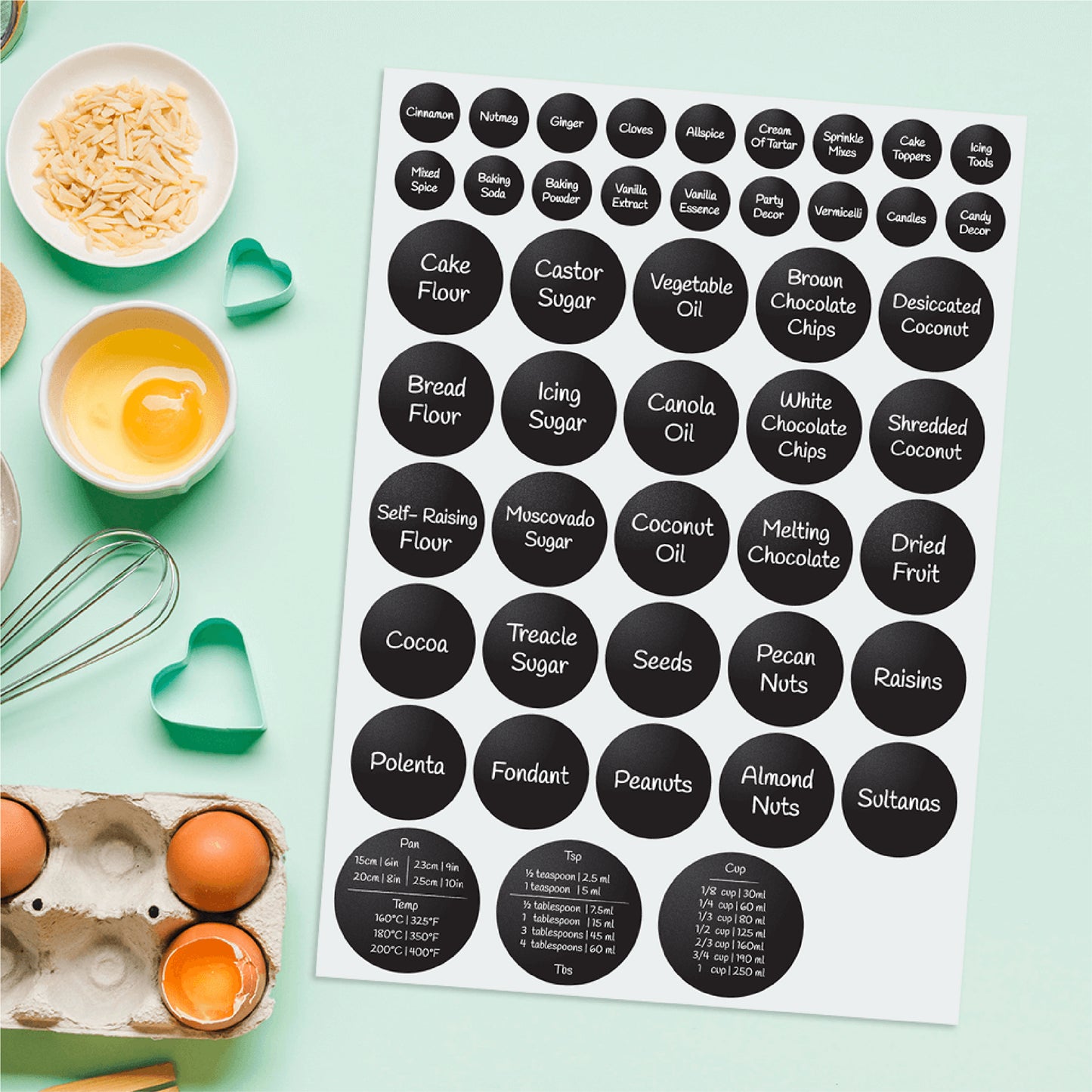 Mini Pantry Pack - Baking Labels - Black