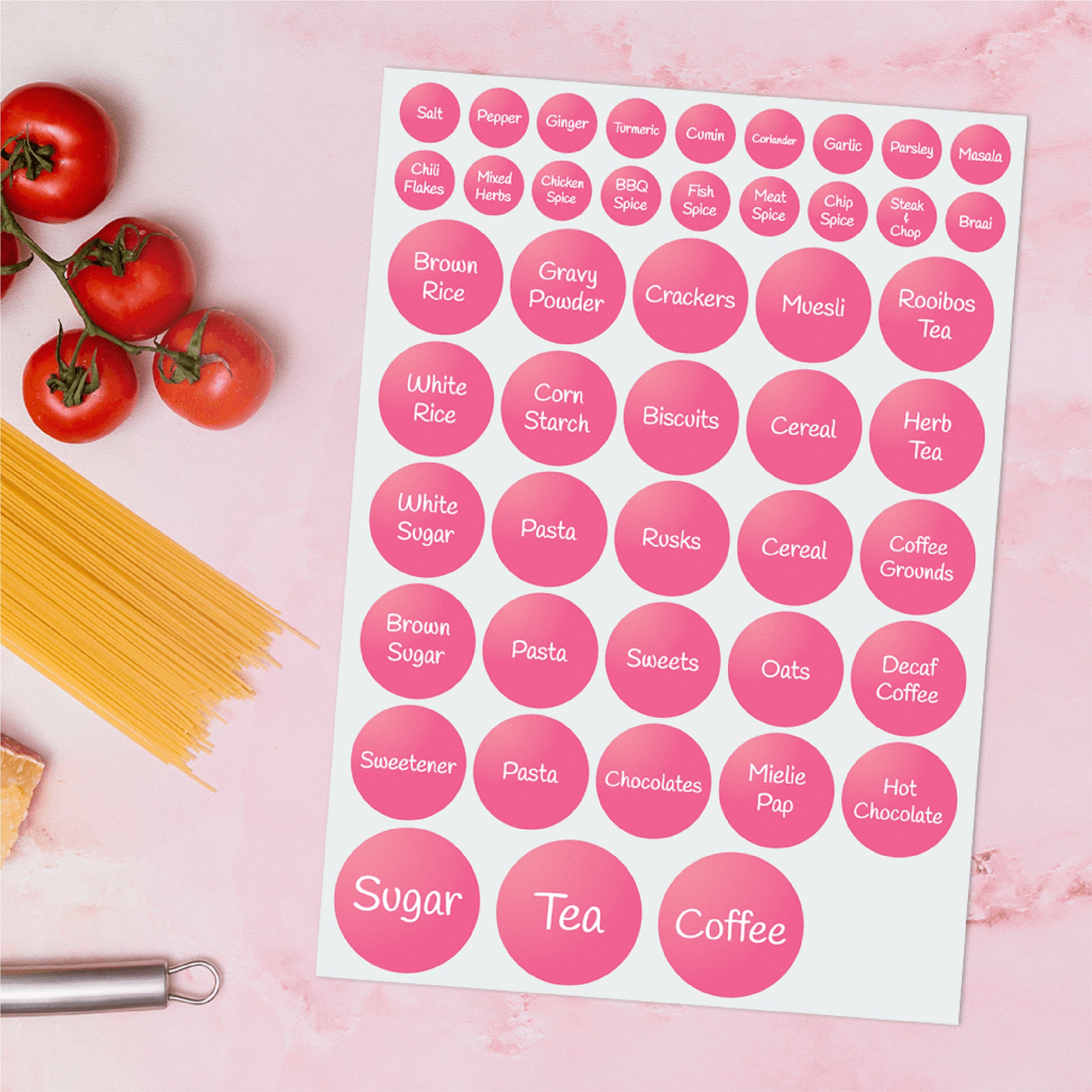 Pink Label Food Mini Pantry Pack - Food Labels - Pink – Labels.co.za